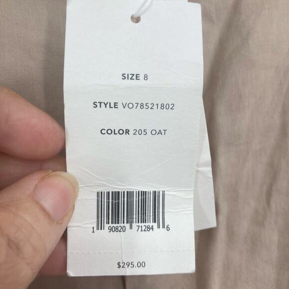 VINCE Preppy Linen Cargo Cropped Oat Beige Trouser Pant 8 NEW Capsule Beach - Picture 12 of 15